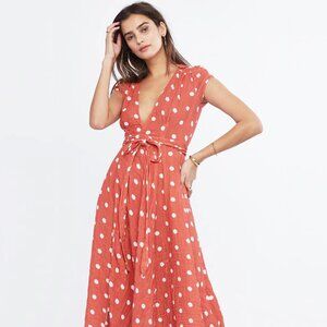 JEN'S PIRATE BOOTY TECHNICOLOR MYTHOLOGY WRAP DRESS IN POLKA DOT PERSIMMON